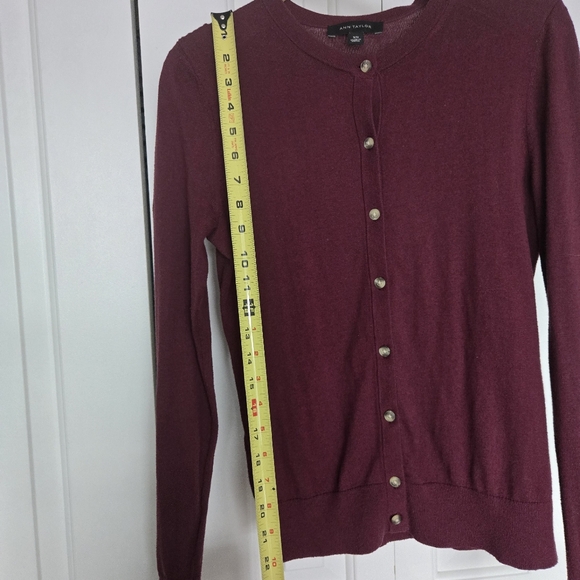 Ann Taylor Burgundy Classic Cardigan XS - Picture 6 of 7